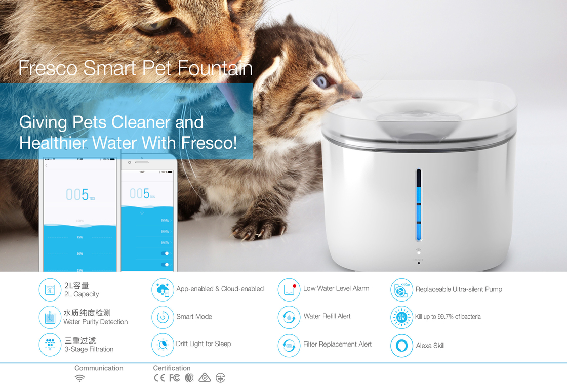 Pet Fountain 2L Automatic Cat Water Fountain Dog Water Dispenser For Cats Dogs Multiple Pets